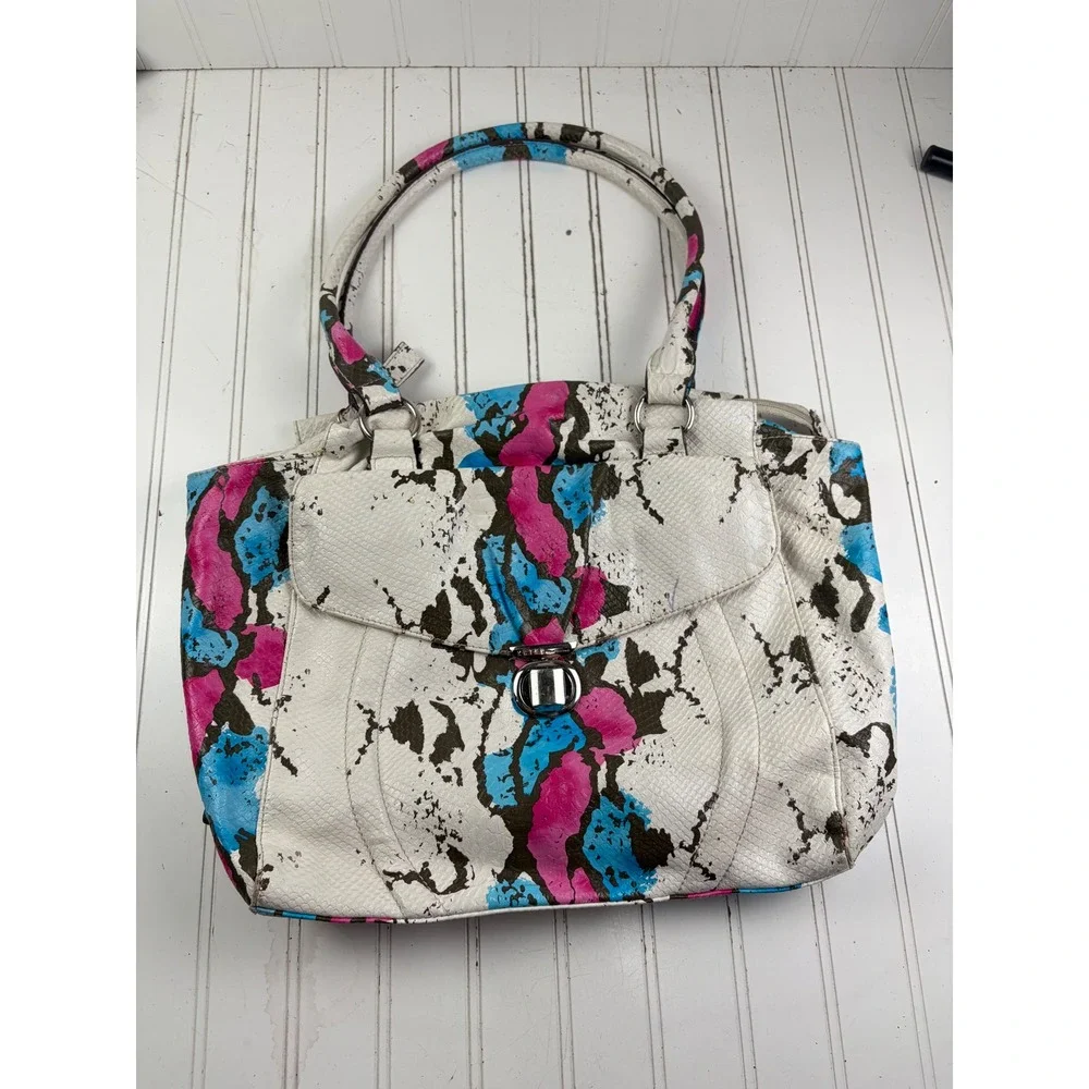 Kathy Van Zeeland Vintage Y2K Center Of Attention Edgy Snakeskin Shoulder Bag